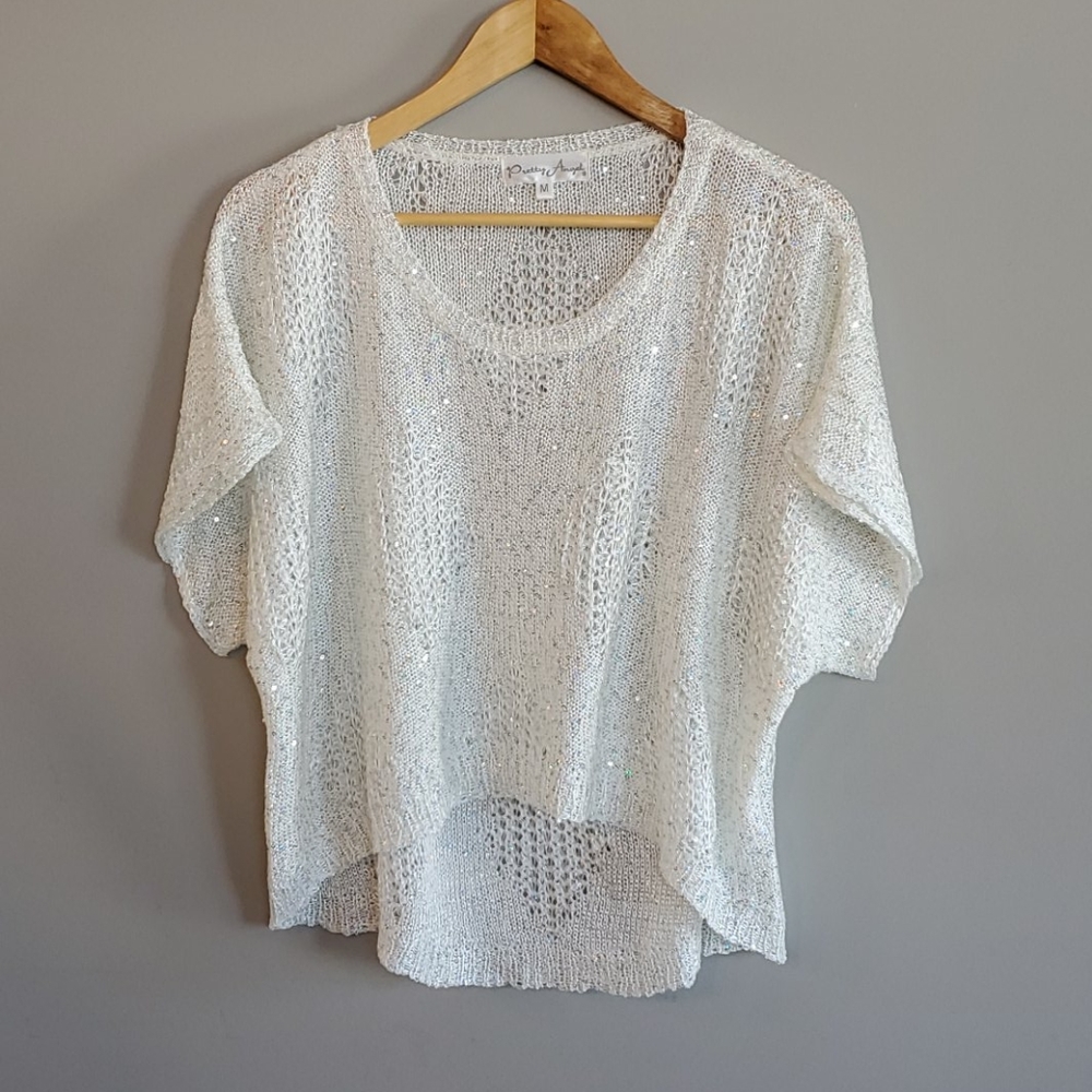Pretty Angel rainbow sequin hi low sweater